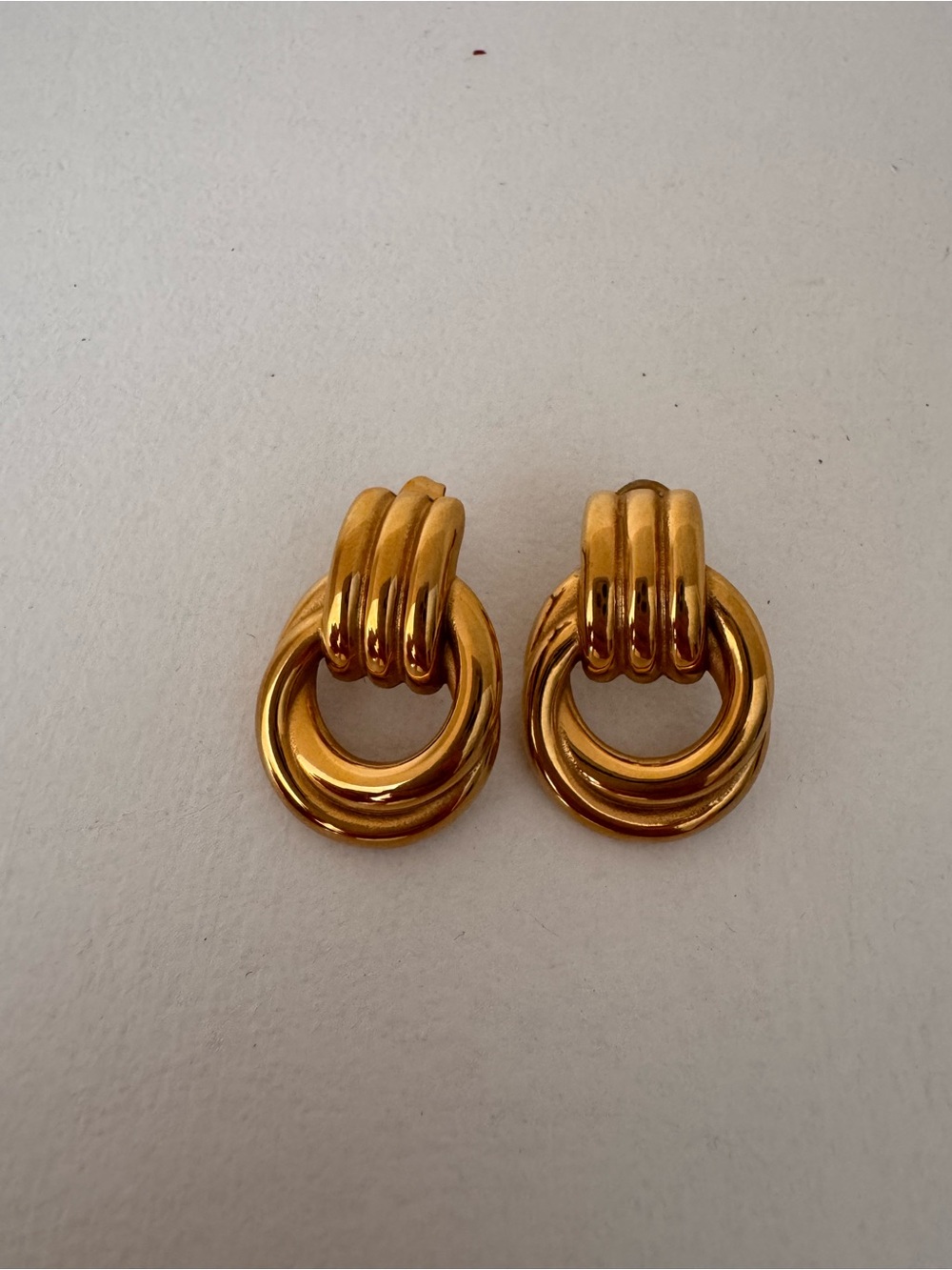 Gold Double Loop Drop Earrings - Women Jewelry